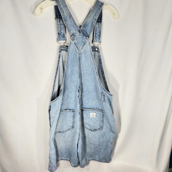 Gap Denim Blue 100% Cotton Denim Jean Shortalls Size Medium - Picture 5 of 10